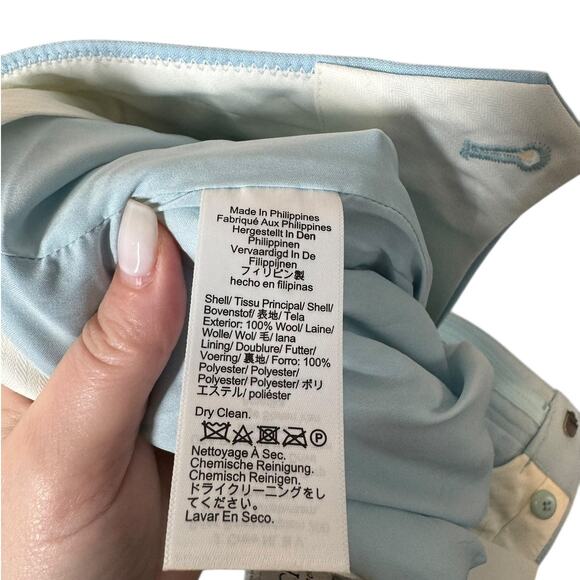 NWT J. Crew Full Length Wide Leg Tuxedo Pant in Italian Wool Fresh Air Blue 0 - Picture 10 of 15